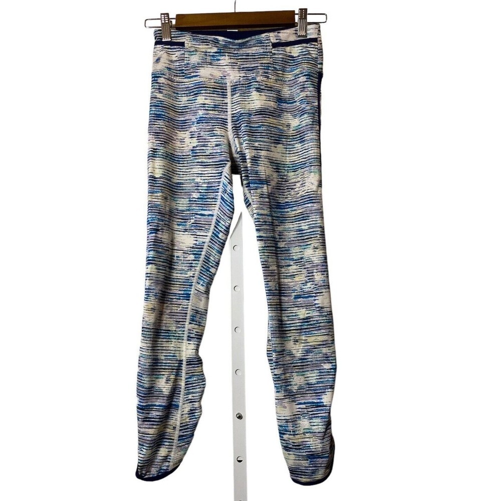 Lululemon Real Quick‎ Tight Blurry Belle Multi Hero Blue Sz 4